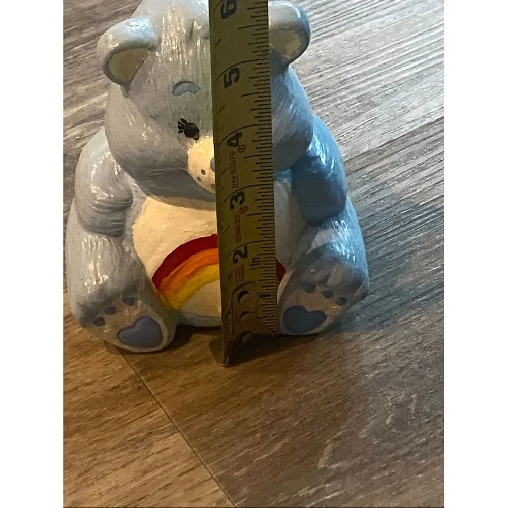 Care Bears Bedtime Bear Rainbow Belly Ceramic Bank Figurine Blue 1980s Vintage